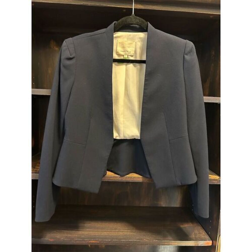 Rebecca Taylor Women's Ava Jacket Size 2 Navy Blue Ruffle Chic